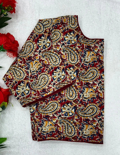 Blok Print Ajeakh Boat Neck Blouse - Anant Exports