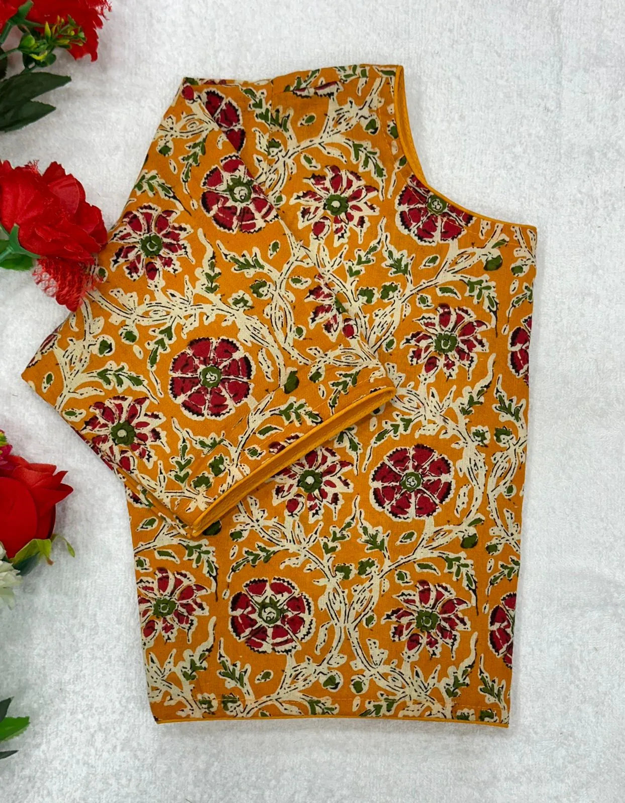 Blok Print Ajeakh Boat Neck Blouse - Anant Exports