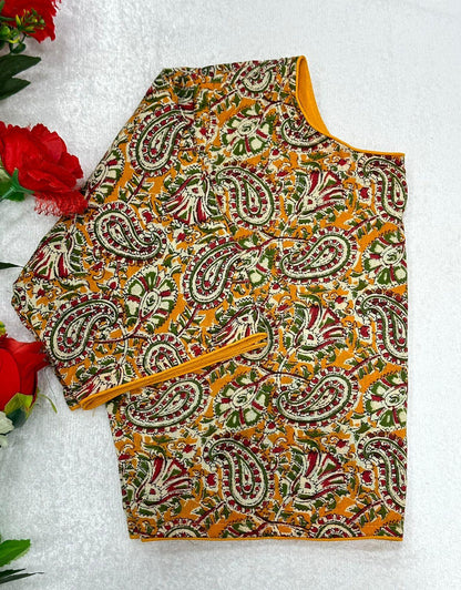 Blok Print Ajeakh Boat Neck Blouse - Anant Exports