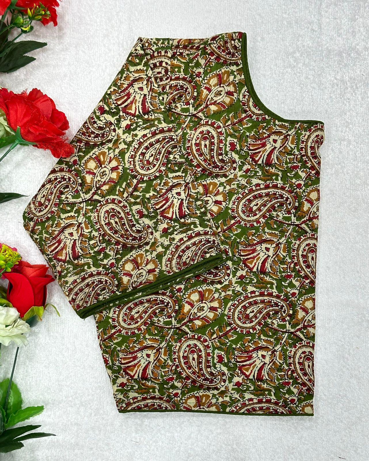 Blok Print Ajeakh Boat Neck Blouse - Anant Exports