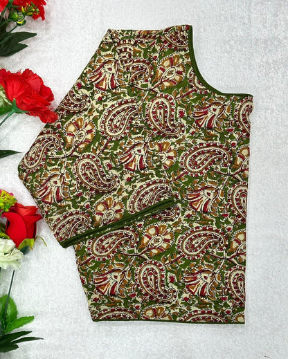 Blok Print Ajeakh Boat Neck Blouse - Anant Exports