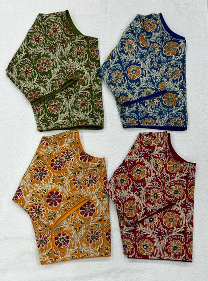 Blok Print Ajeakh Boat Neck Blouse - Anant Exports