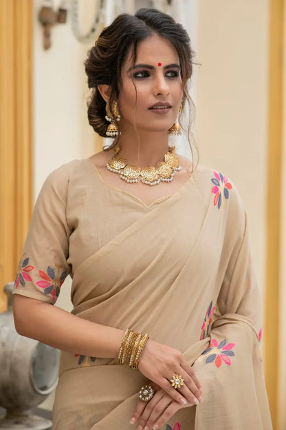Party Wear Pure Linen Saree - Anant Exports