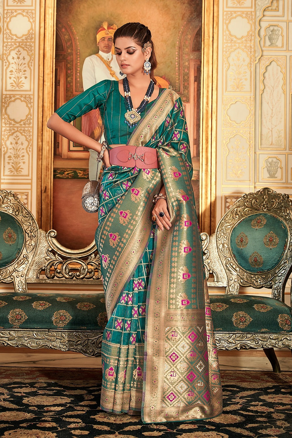 Sanskar Fancy Organza Weaving Saree