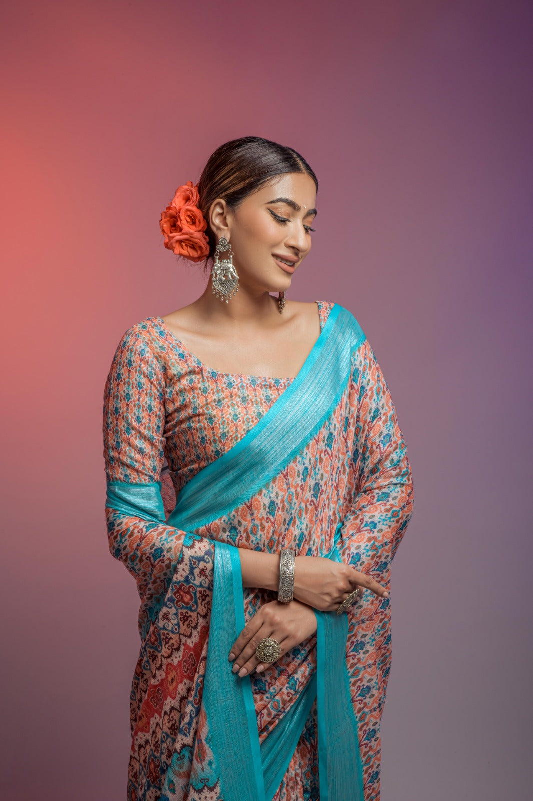 Della Linen Fancy Wear Saree