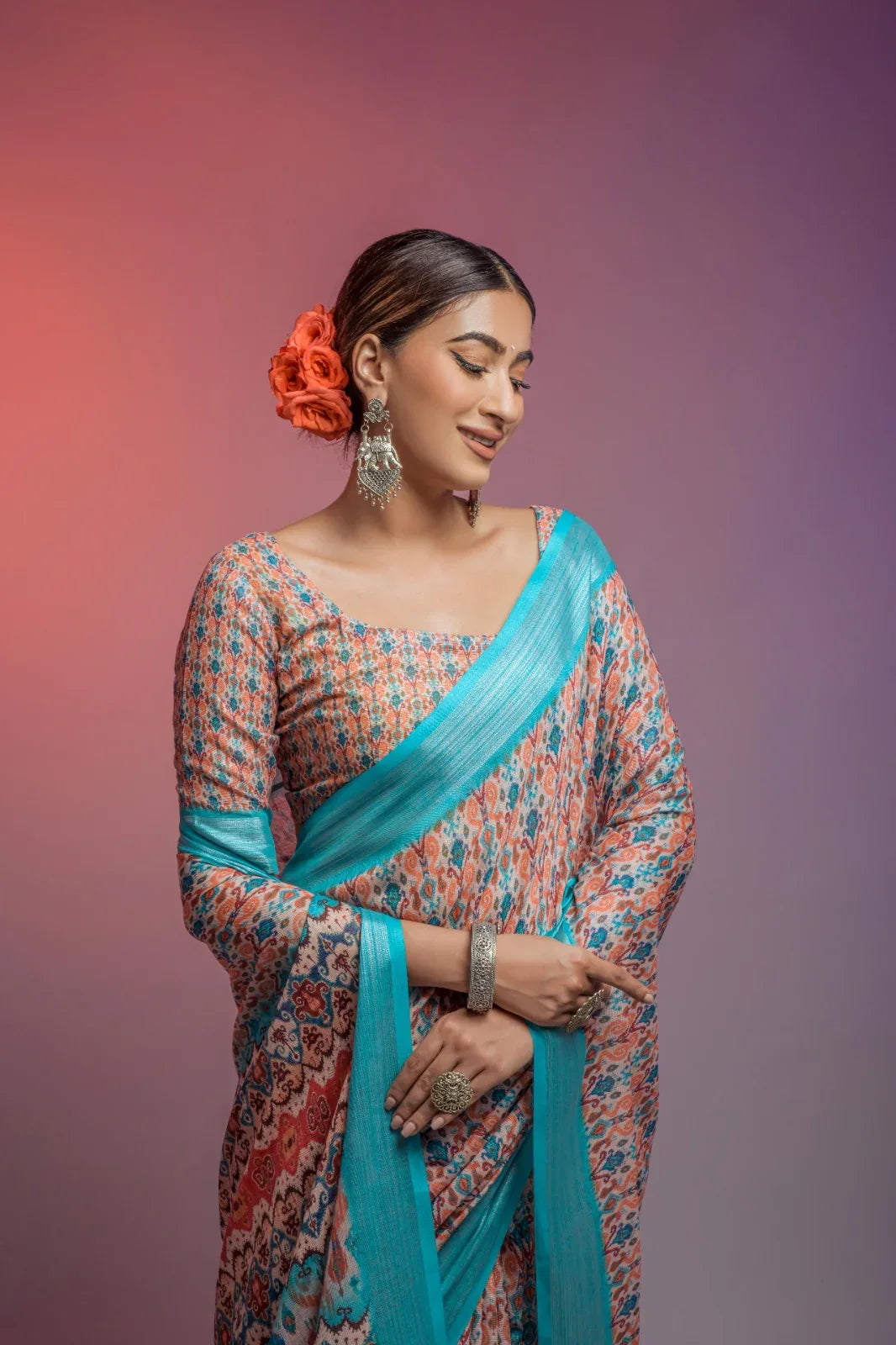 Della Linen Fancy Wear Saree - Anant Exports