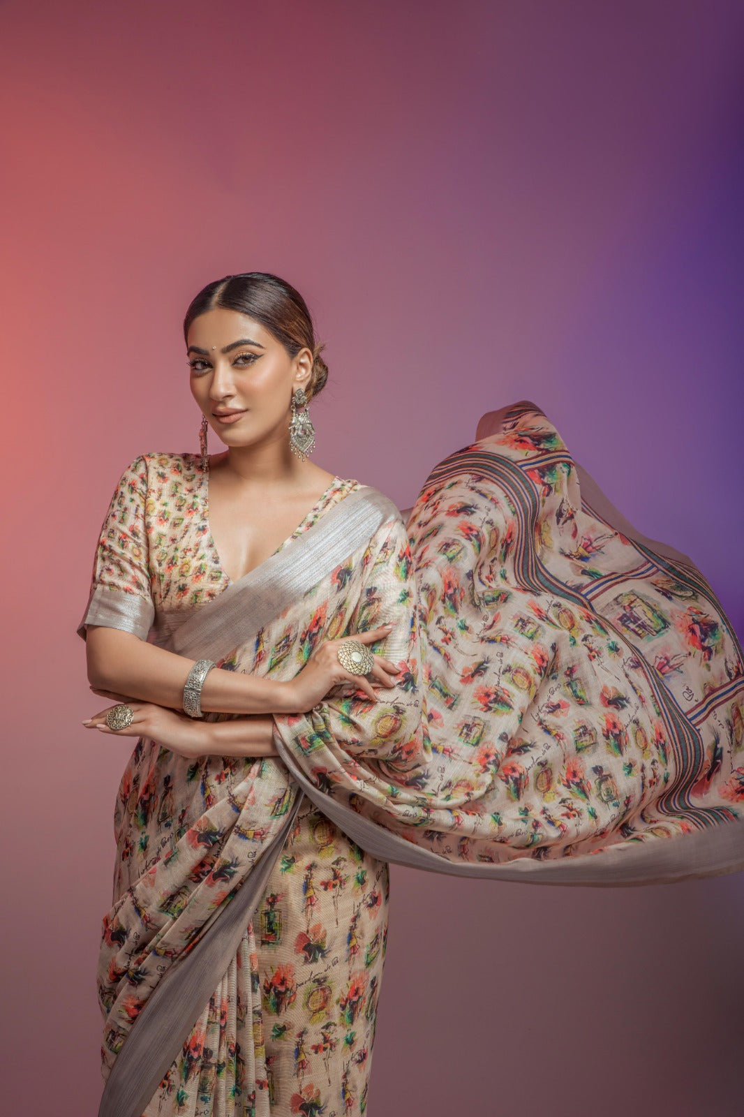 Della Linen Fancy Wear Saree