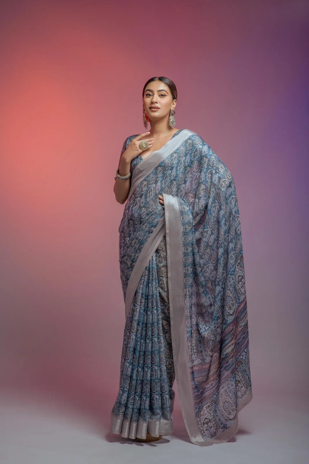 Della Linen Fancy Wear Saree - Anant Exports