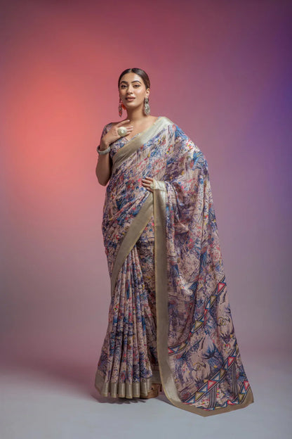 Della Linen Fancy Wear Saree - Anant Exports