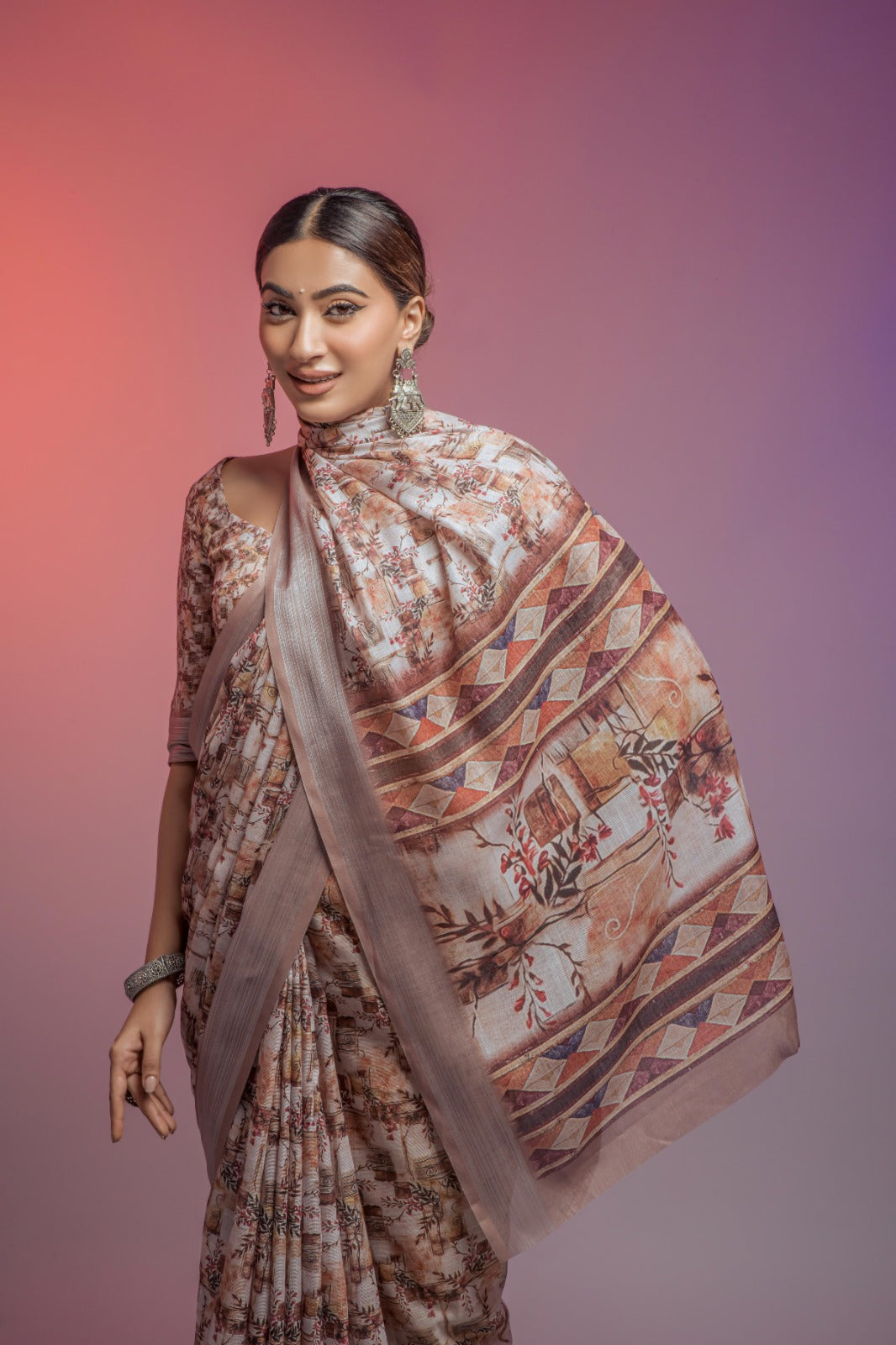 Della Linen Fancy Wear Saree