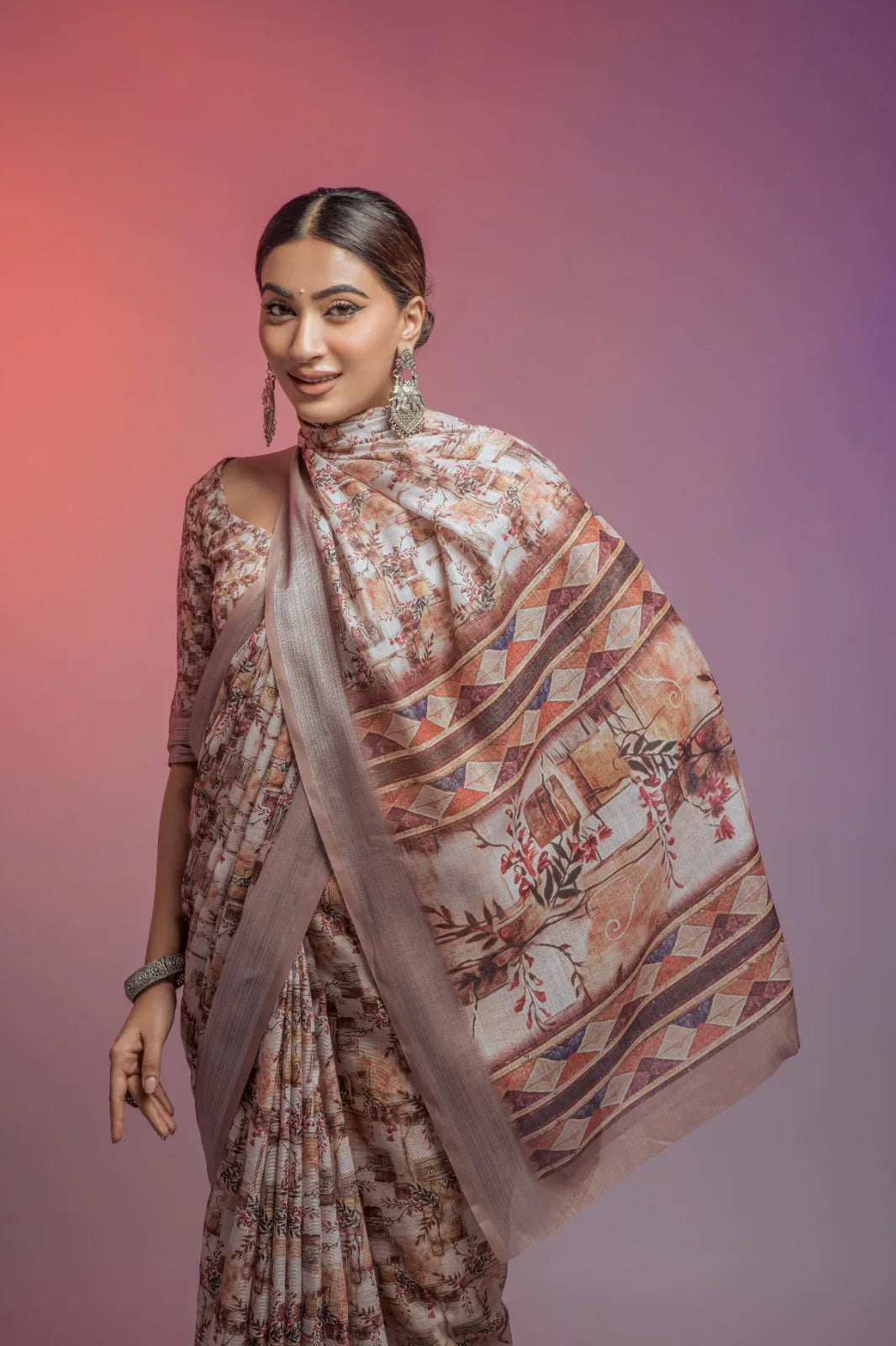 Della Linen Fancy Wear Saree - Anant Exports