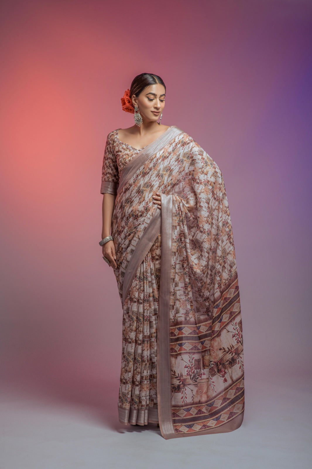 Della Linen Fancy Wear Saree