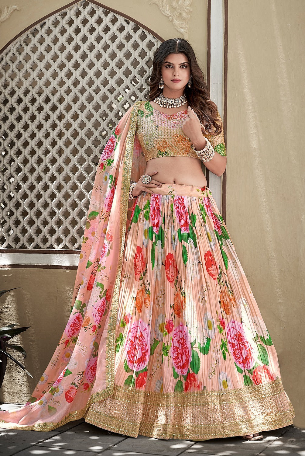 Party Wear Fancy Digital Print Lehenga D,No 1008
