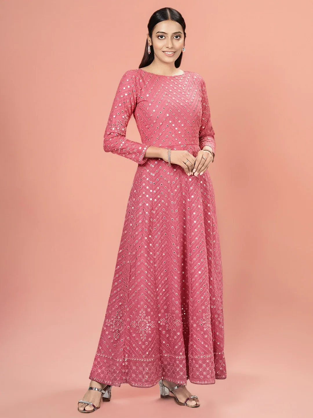 SINGLES OCCASION WEAR PINK GOWN D.NO 61 - Anant Exports