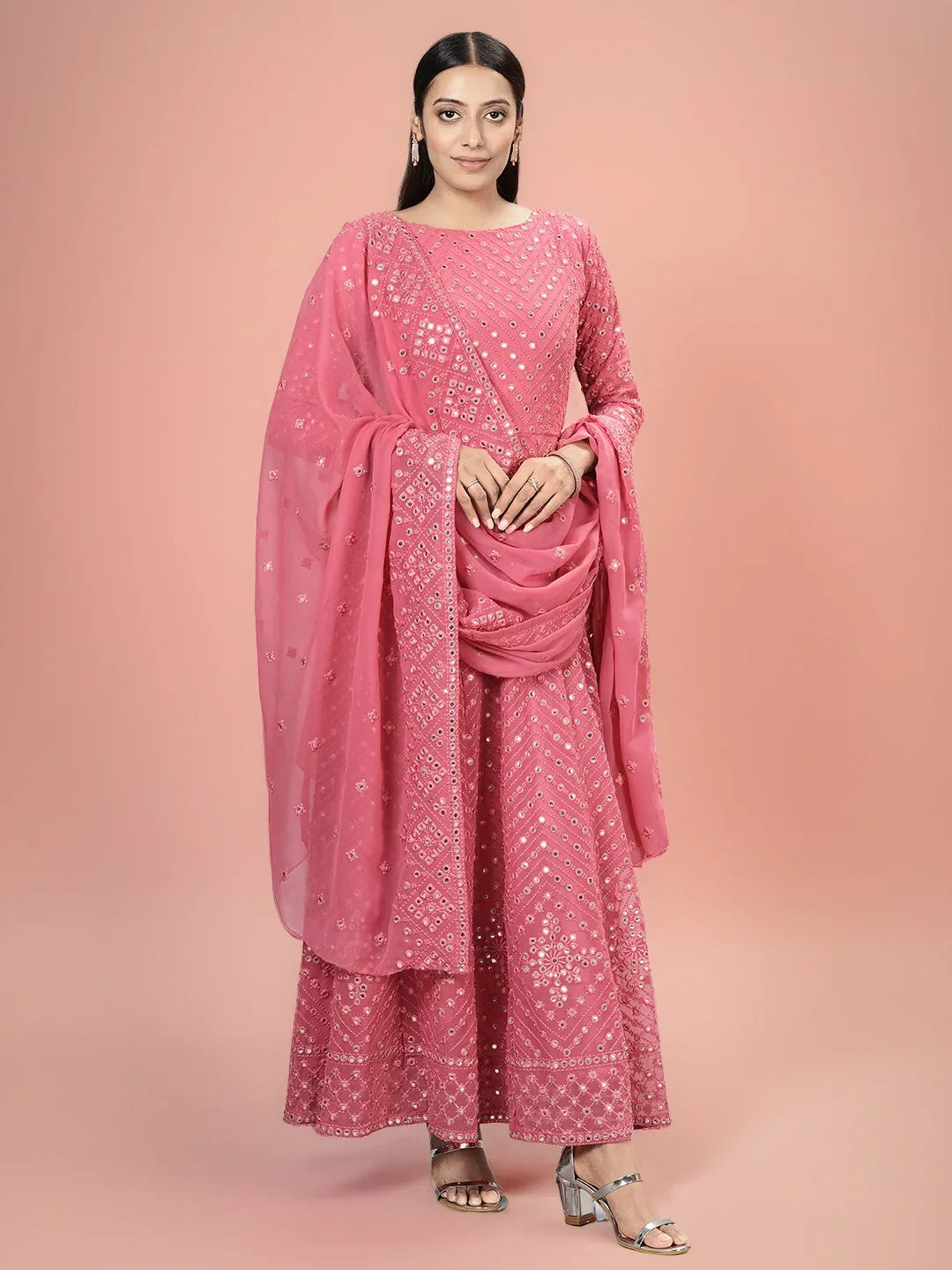 SINGLES OCCASION WEAR PINK GOWN D.NO 61 - Anant Exports