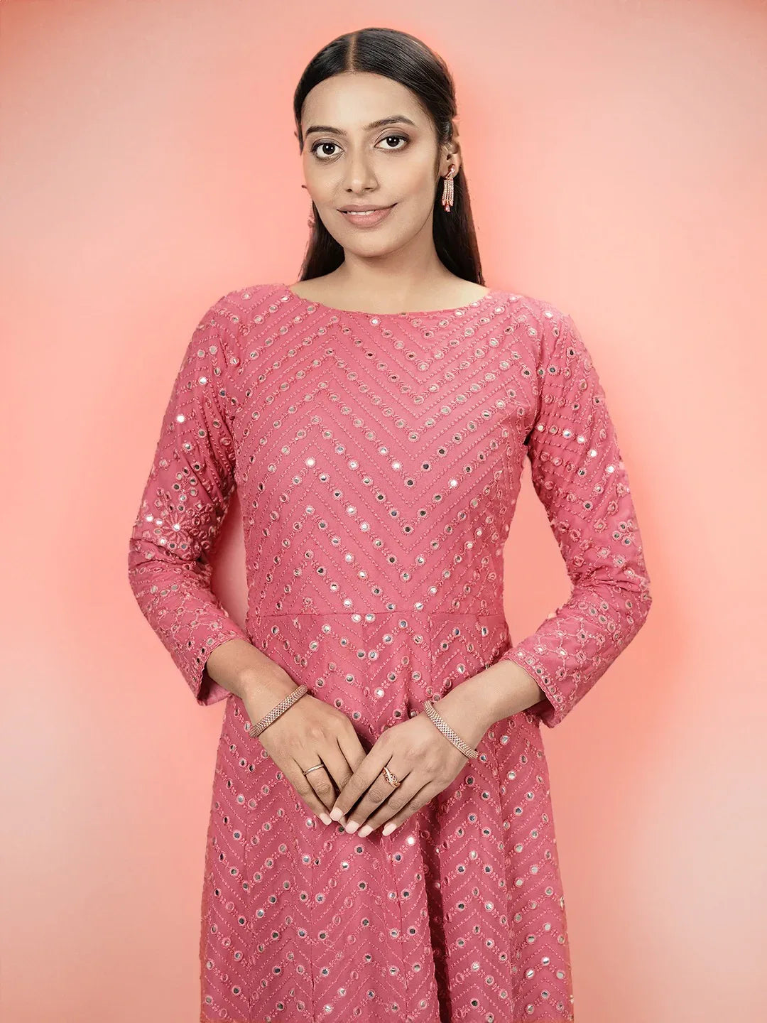 SINGLES OCCASION WEAR PINK GOWN D.NO 61 - Anant Exports