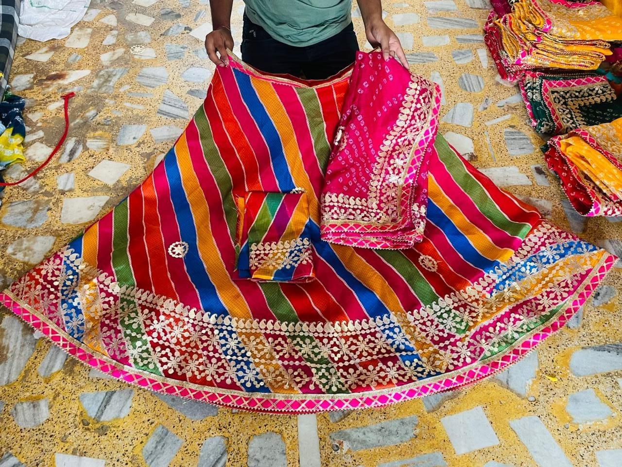 Rajasthani Kotta Doriya Traditional Lahriya Print Lehenga - Anant Exports