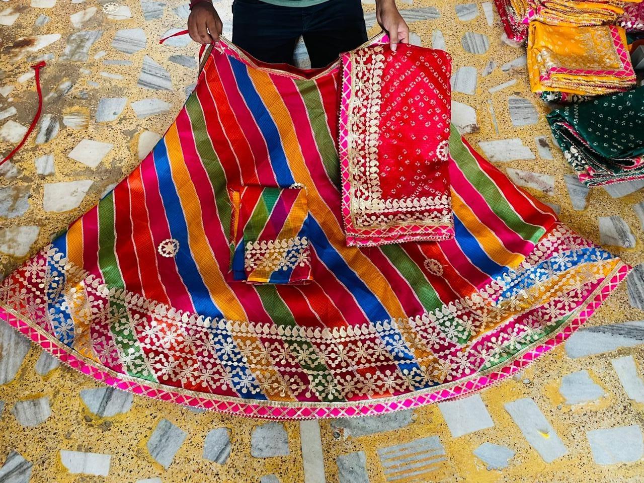 Rajasthani Kotta Doriya Traditional Lahriya Print Lehenga - Anant Exports