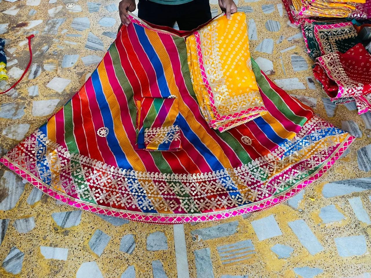 Rajasthani Kotta Doriya Traditional Lahriya Print Lehenga
