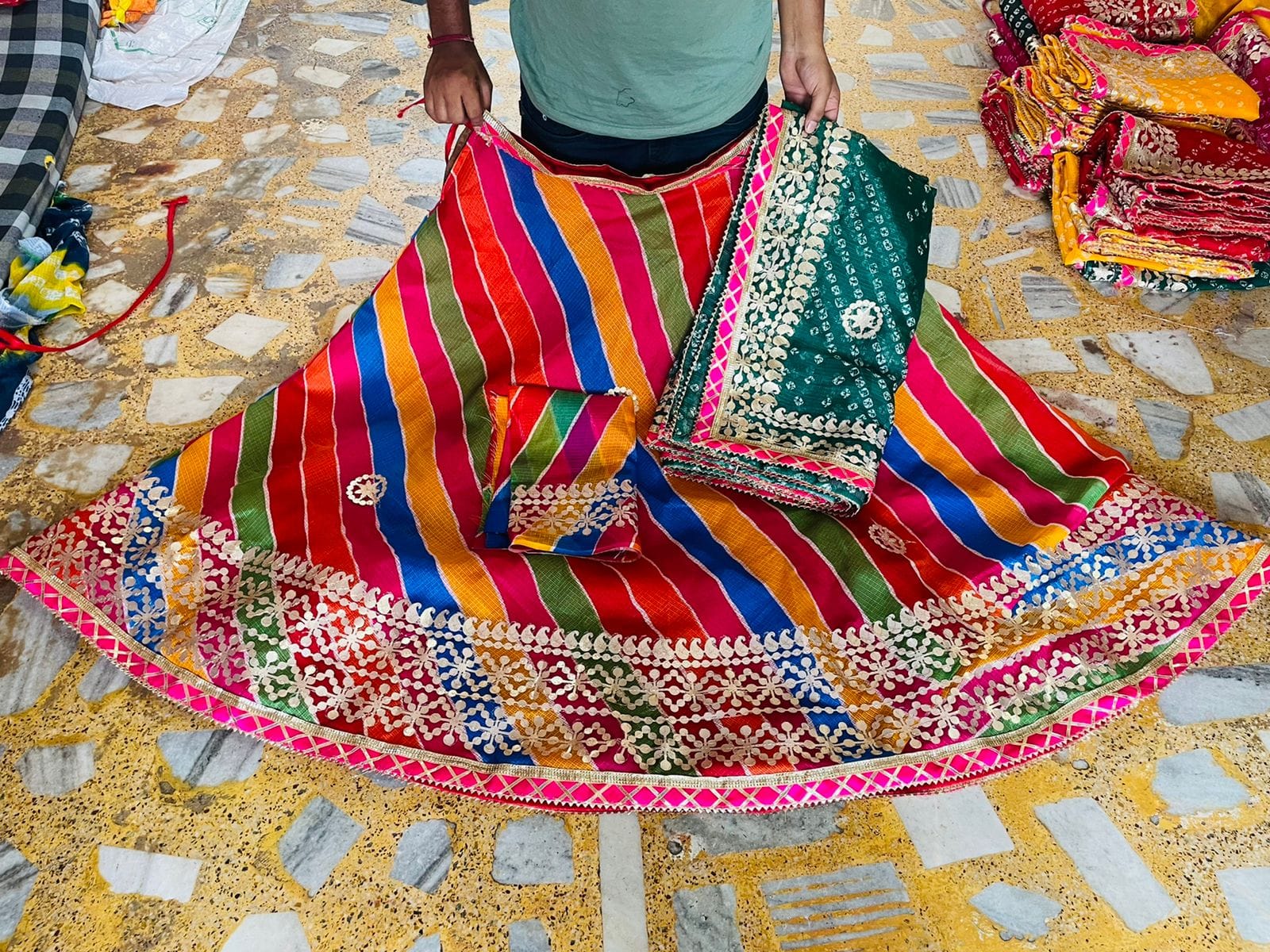 Rajasthani Kotta Doriya Traditional Lahriya Print Lehenga