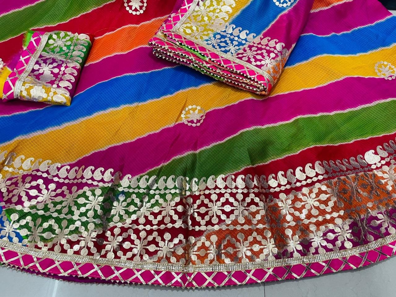 Rajasthani Kotta Doriya Traditional Lahriya Print Lehenga