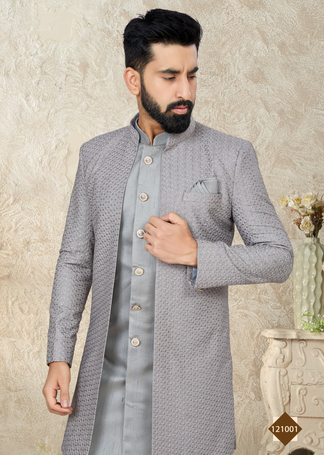 Vol 121 Wedding Wear Sherwani D.No. 121001