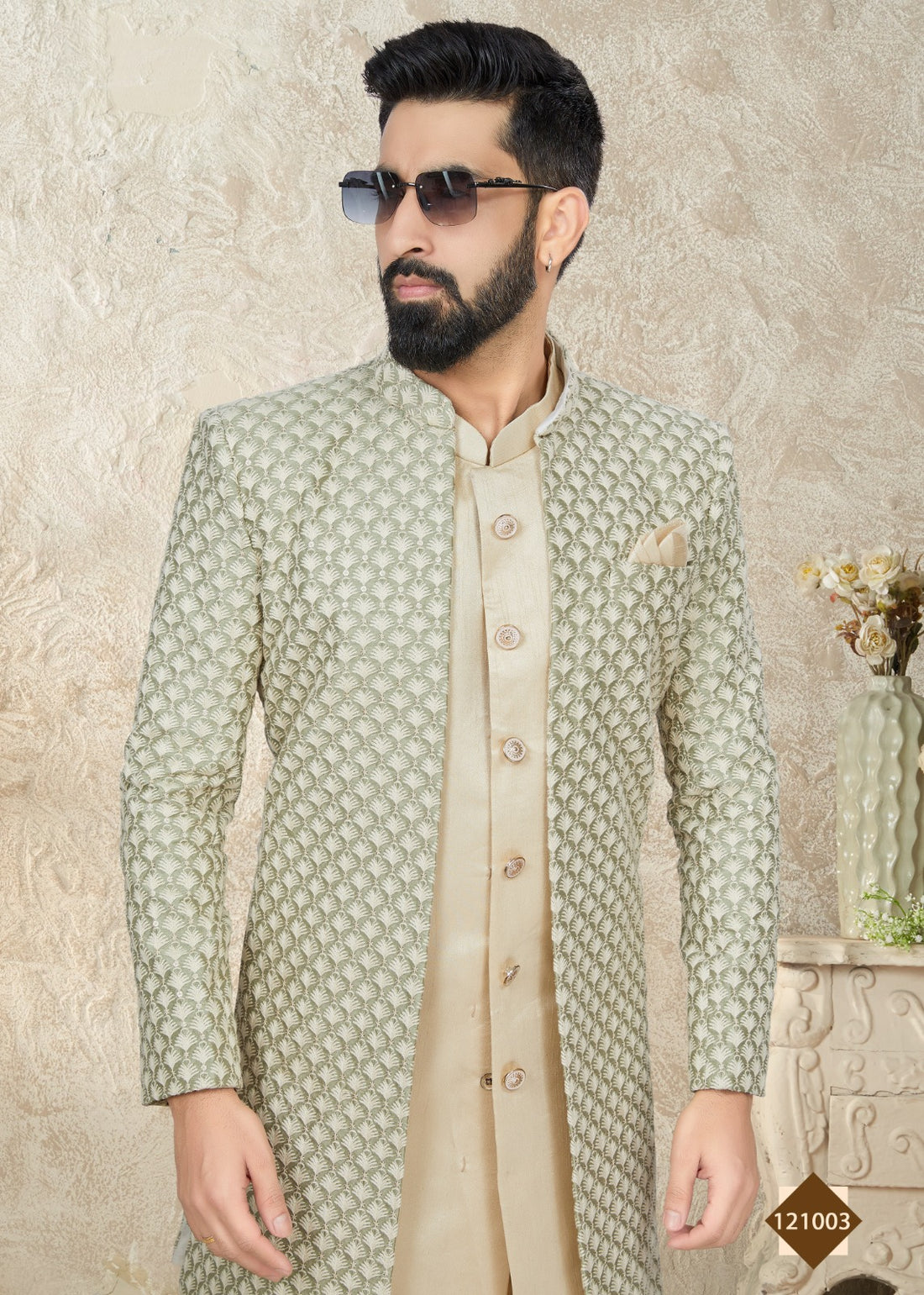 Vol 121 Wedding Wear Sherwani D.No. 121003