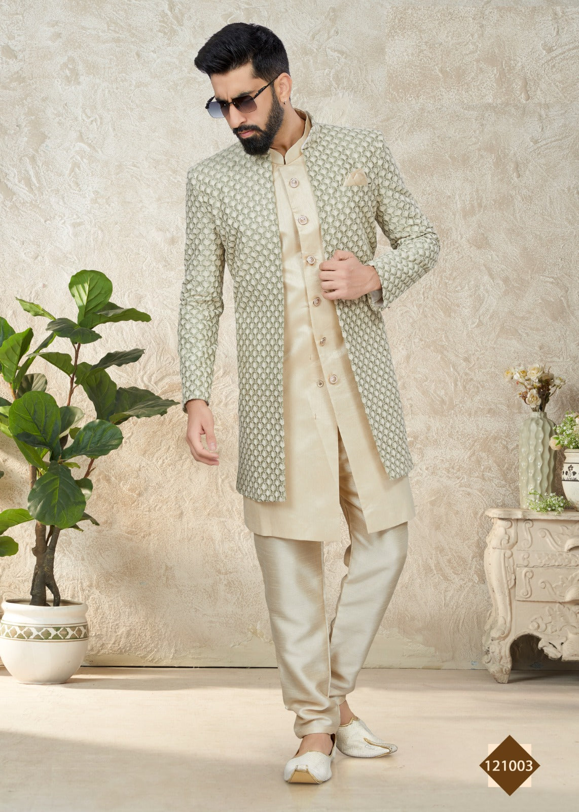 Vol 121 Wedding Wear Sherwani D.No. 121003