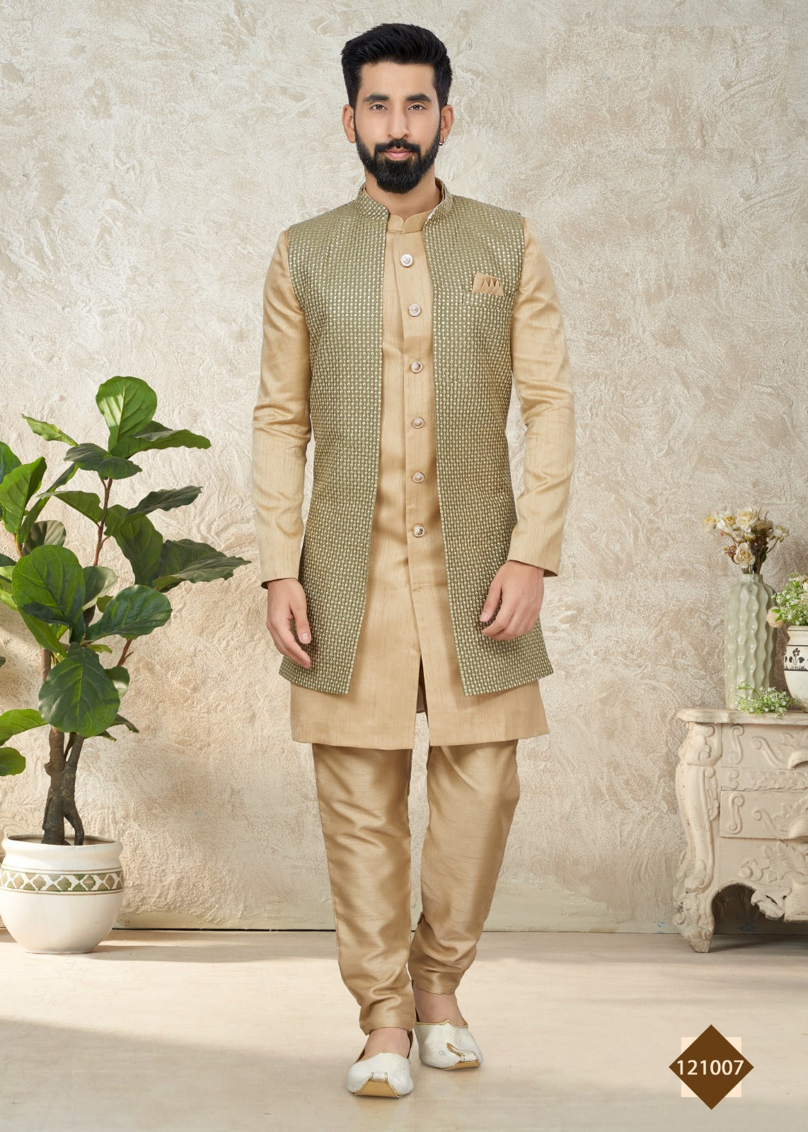 Vol 121 Wedding Wear Sherwani D.No. 121007