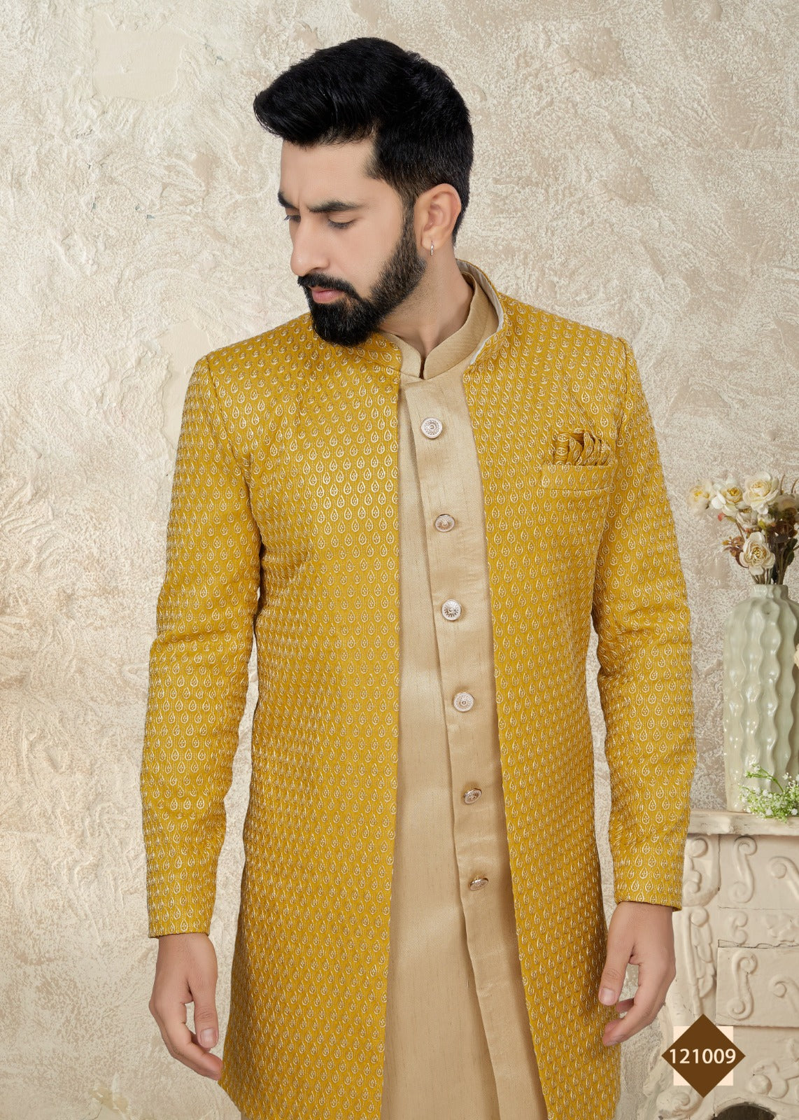 Vol 121 Wedding Wear Sherwani D.No. 121009