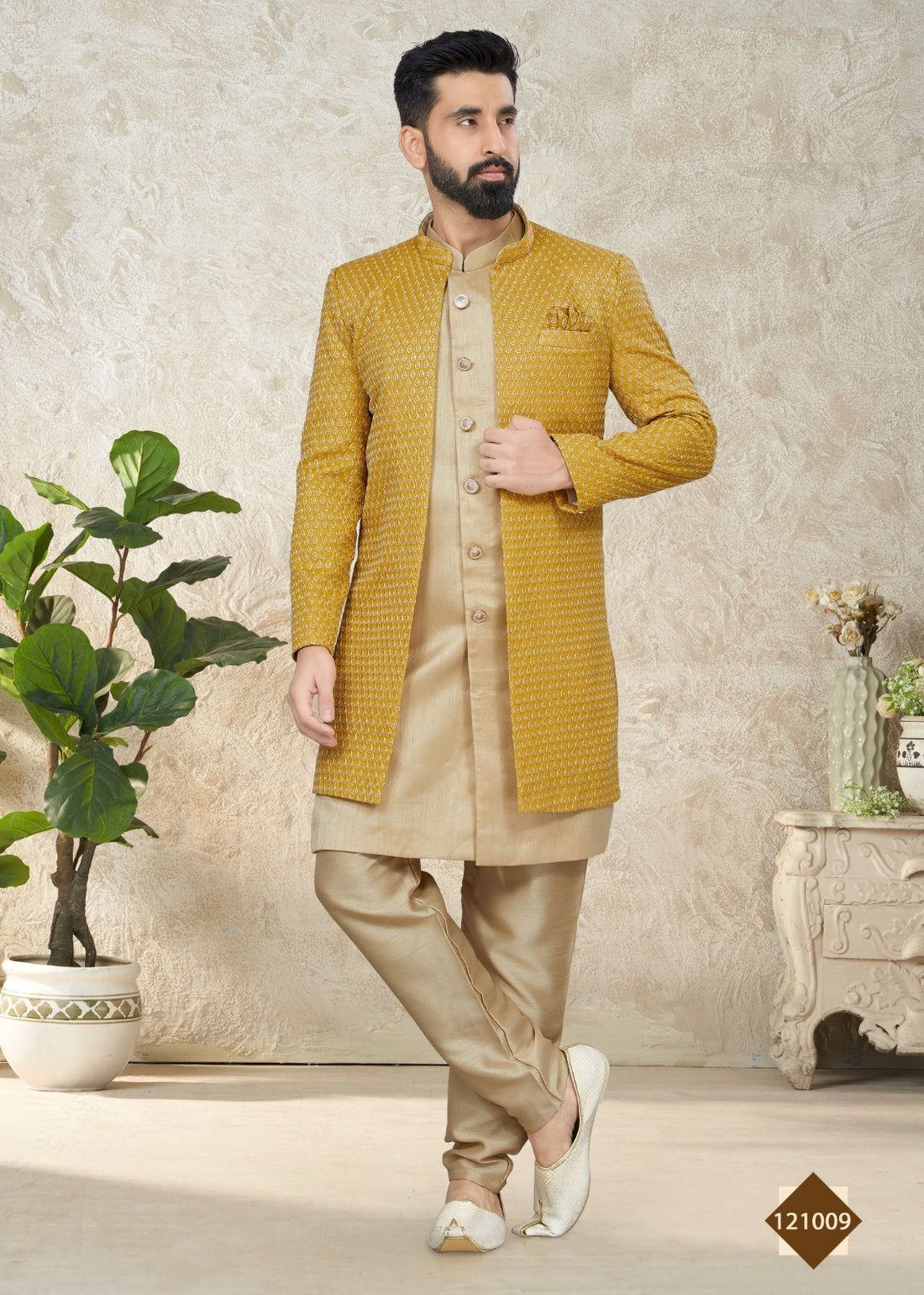 Vol 121 Wedding Wear Sherwani D.No. 121009