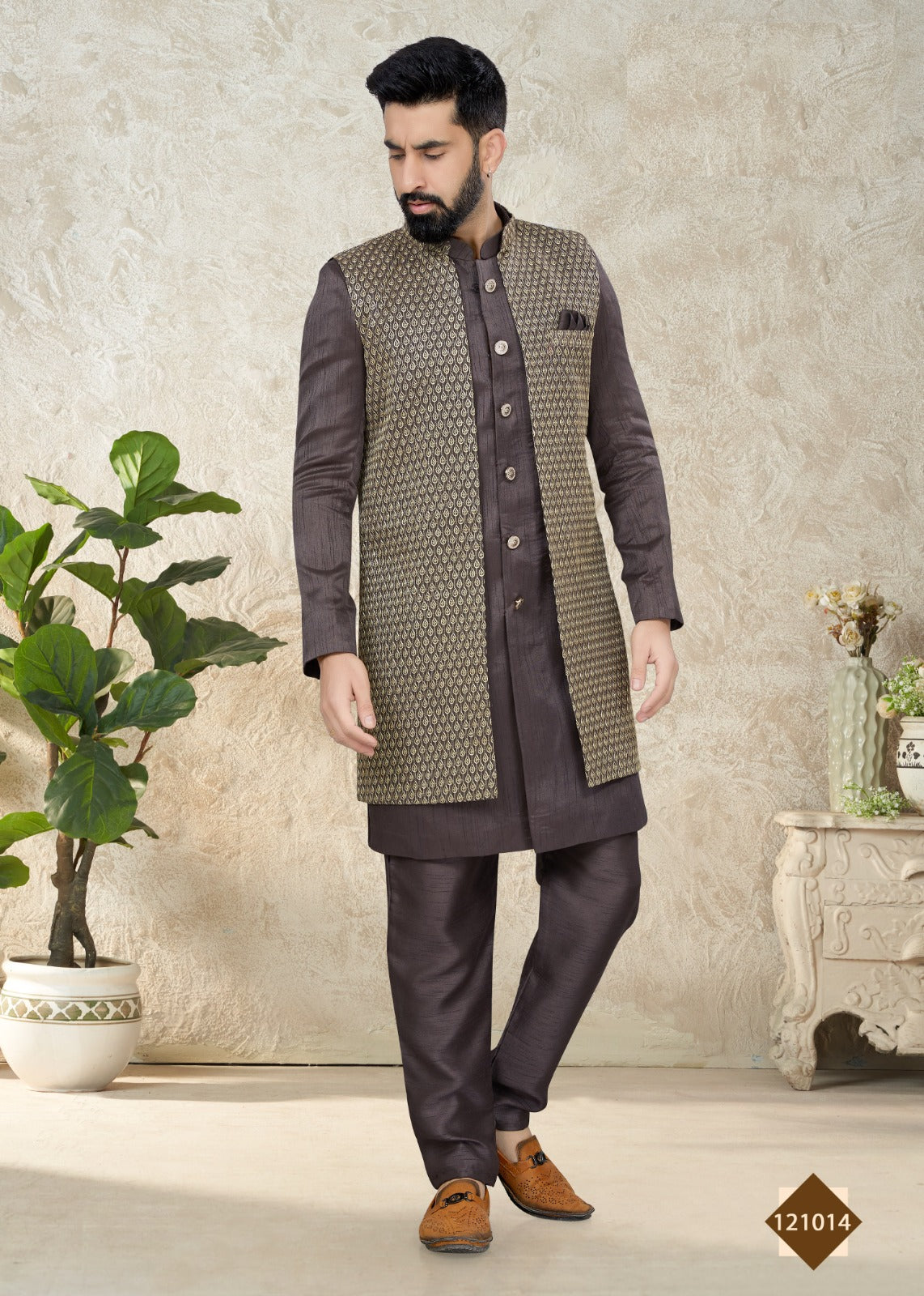 Vol 121 Wedding Wear Sherwani D.No. 121014