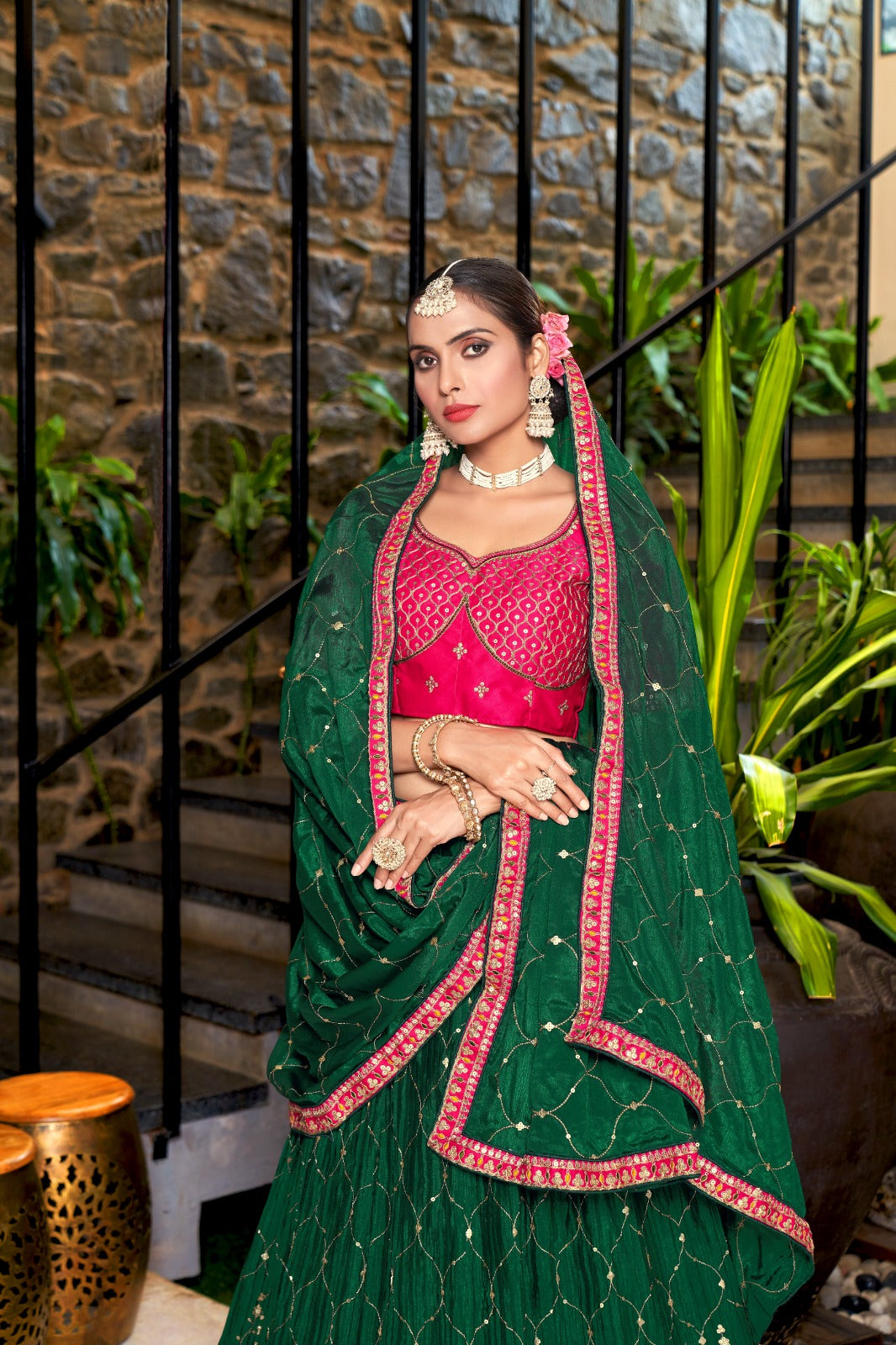 Varni Zeeya Sanskriti  Chinon Crushed Lehenga D.No. 15001