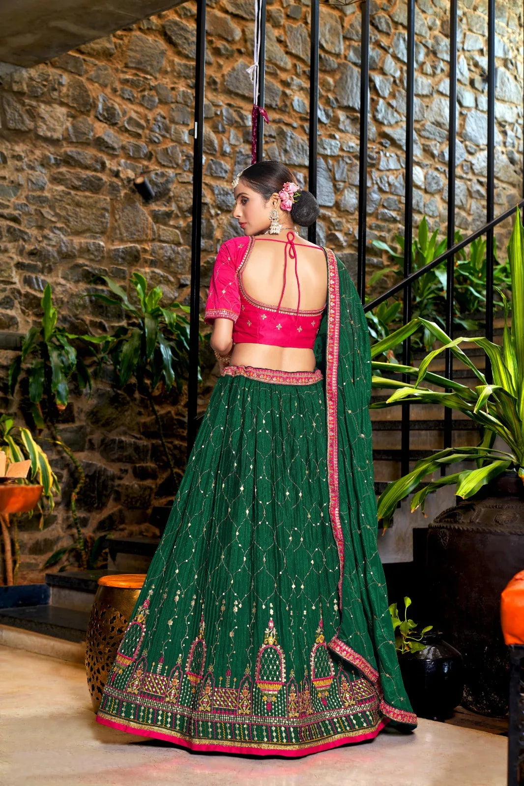Varni Zeeya Sanskriti  Chinon Crushed Lehenga D.No. 15001 - Anant Exports