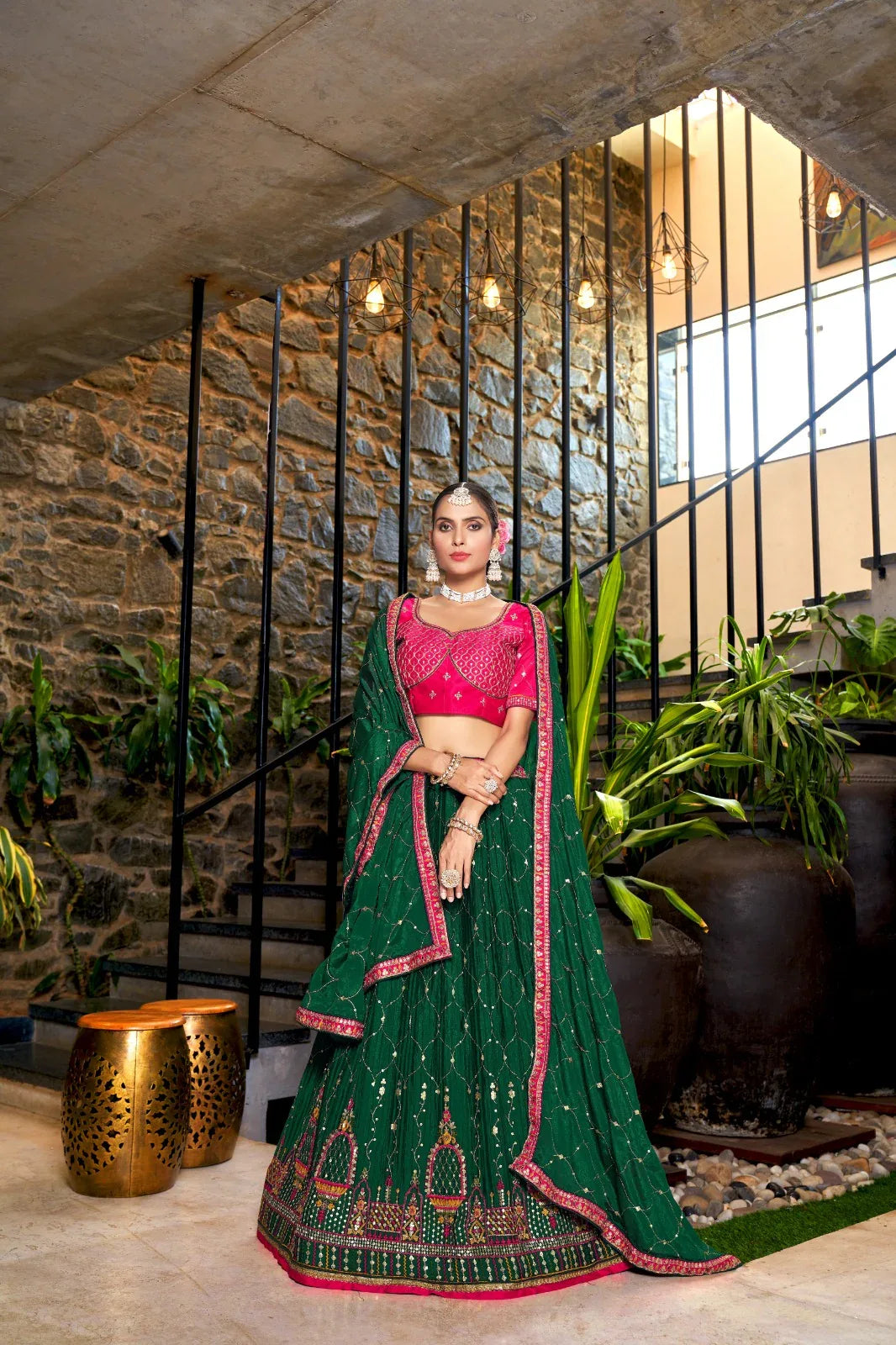 Varni Zeeya Sanskriti  Chinon Crushed Lehenga D.No. 15001 - Anant Exports