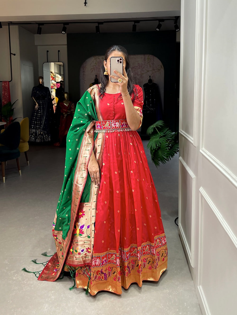Ocassion Wear Paithani Gown D.No 5303