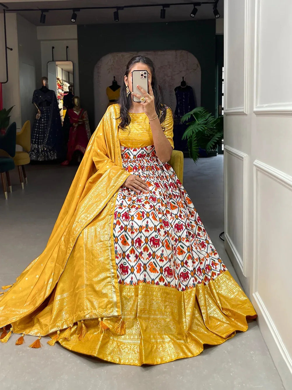 Prettiest Patola Print Gown D.No. 5040 - Anant Exports