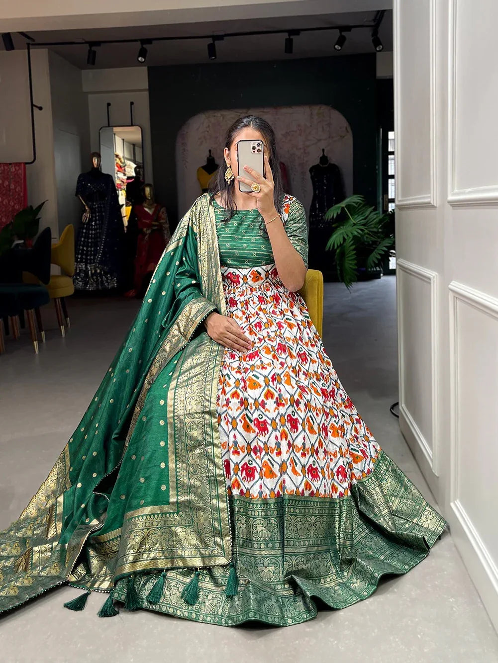 Prettiest Patola Print Gown D.No. 5040 - Anant Exports
