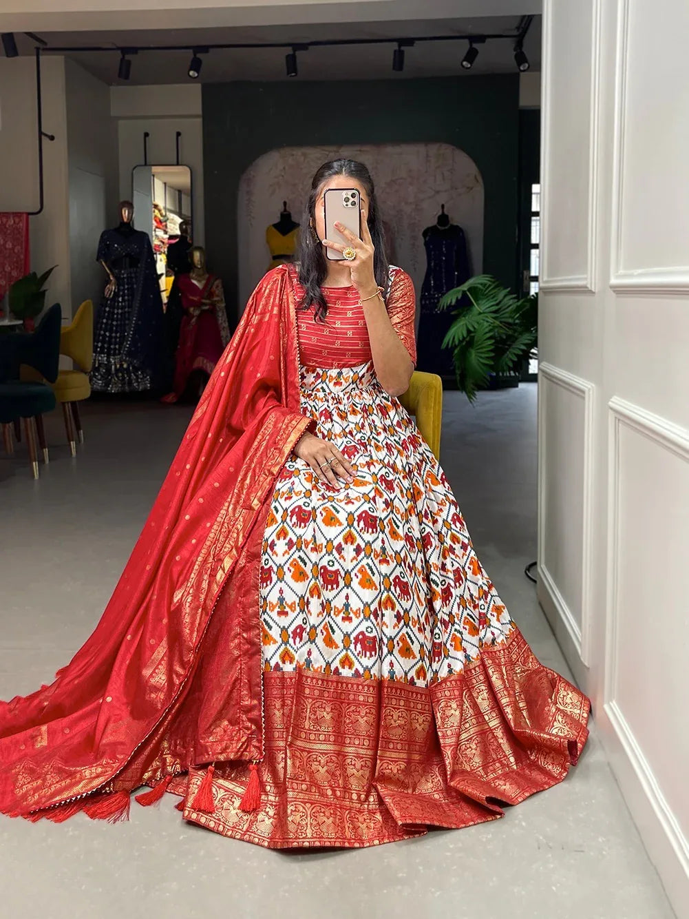 Prettiest Patola Print Gown D.No. 5040 - Anant Exports