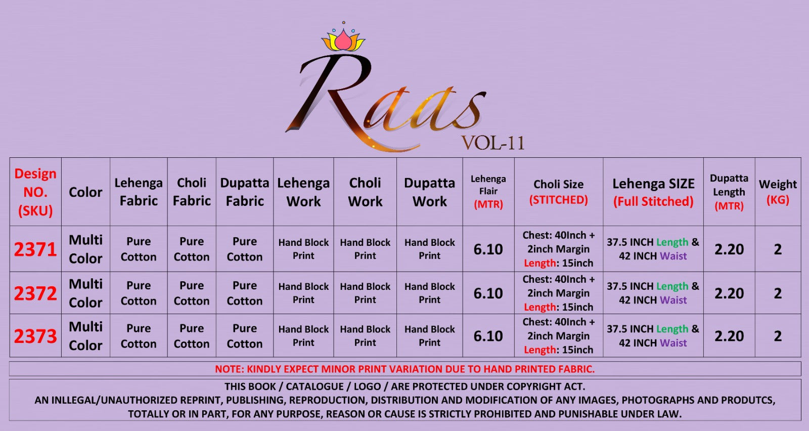 Raas Vol. 11 Printed Chaniya Choli