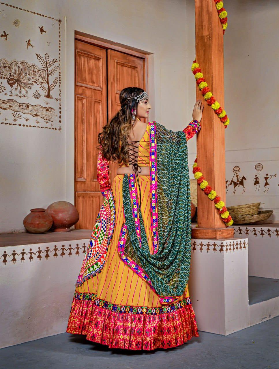 Yellow Suryamukhi Navaratri Lahenga Choli - Anant Exports