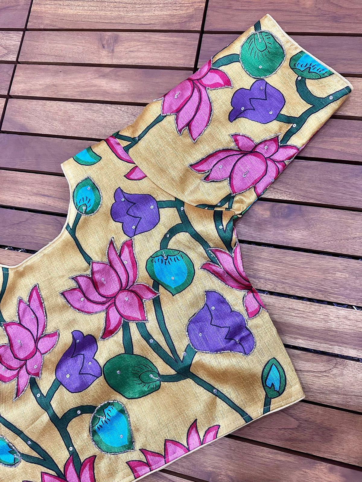 Pure Silk Hand Paint Blouse - Anant Exports