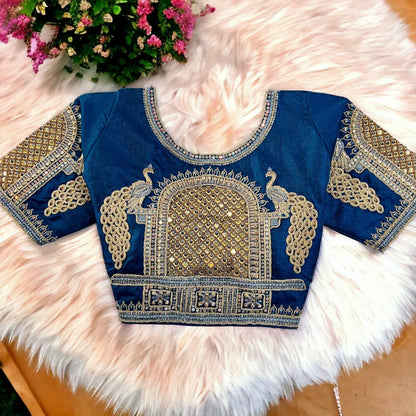 Peacock 3D Embroidery Bridal Work Blouse - Anant Exports