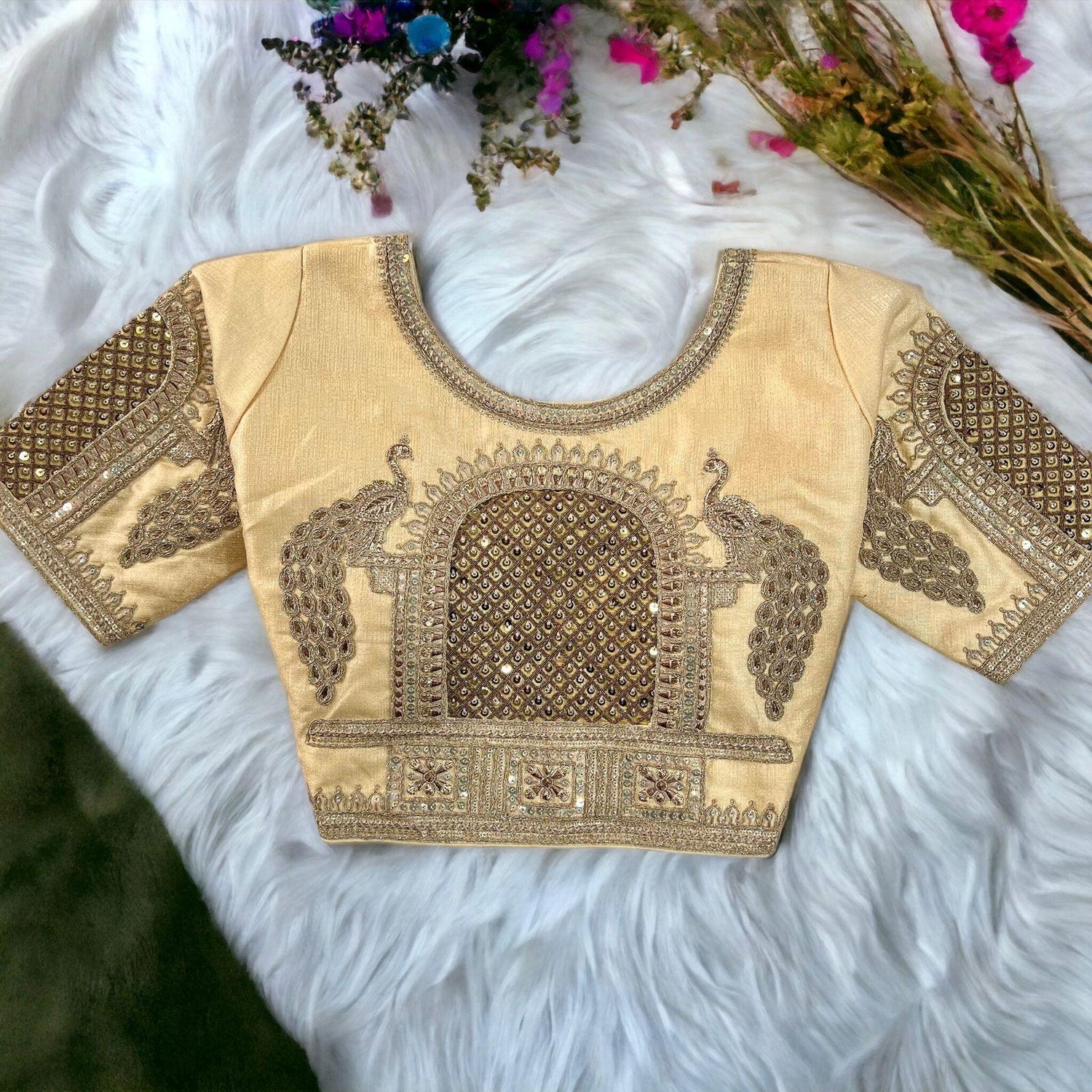 Peacock 3D Embroidery Bridal Work Blouse - Anant Exports