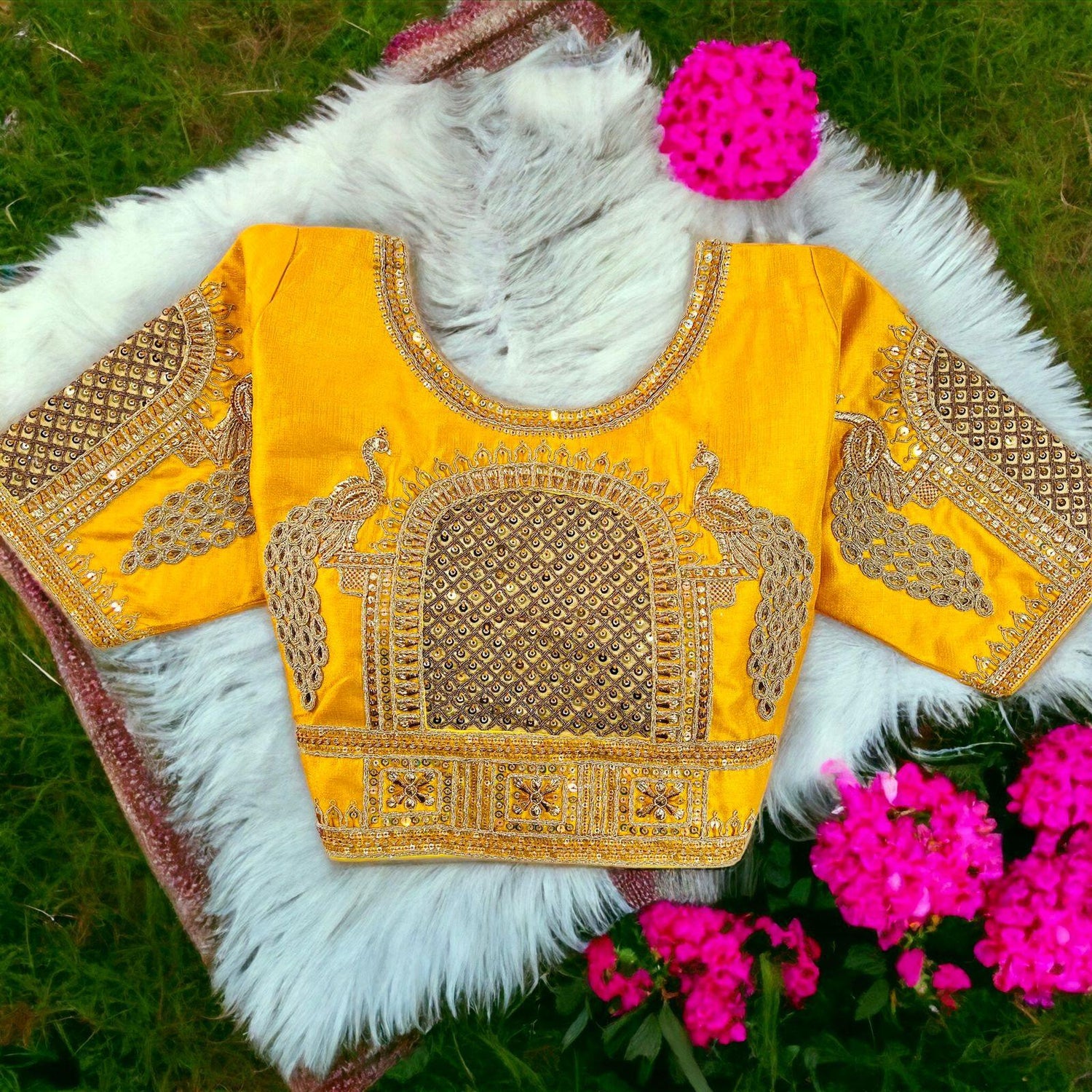 Peacock 3D Embroidery Bridal Work Blouse - Anant Exports