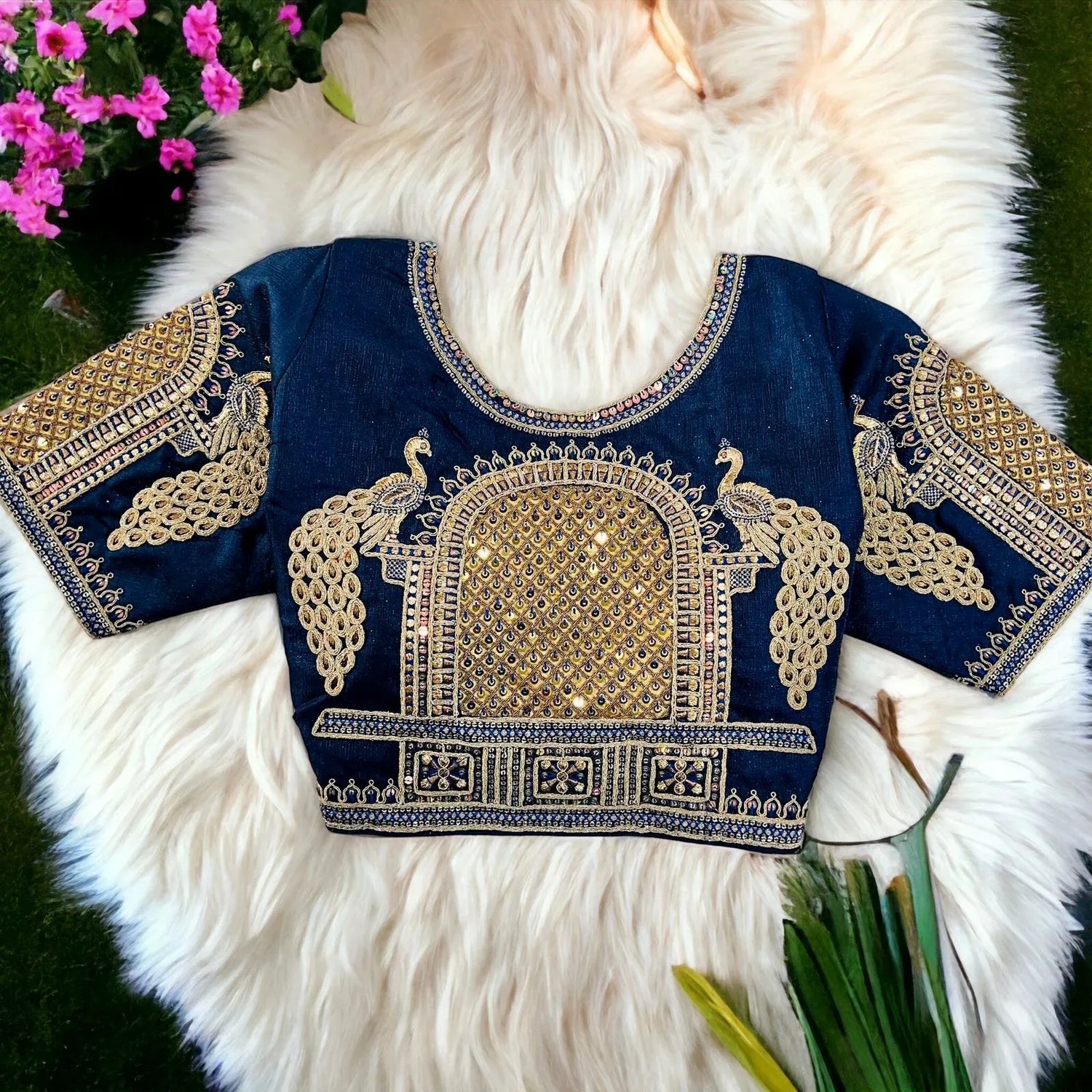 Peacock 3D Embroidery Bridal Work Blouse - Anant Exports