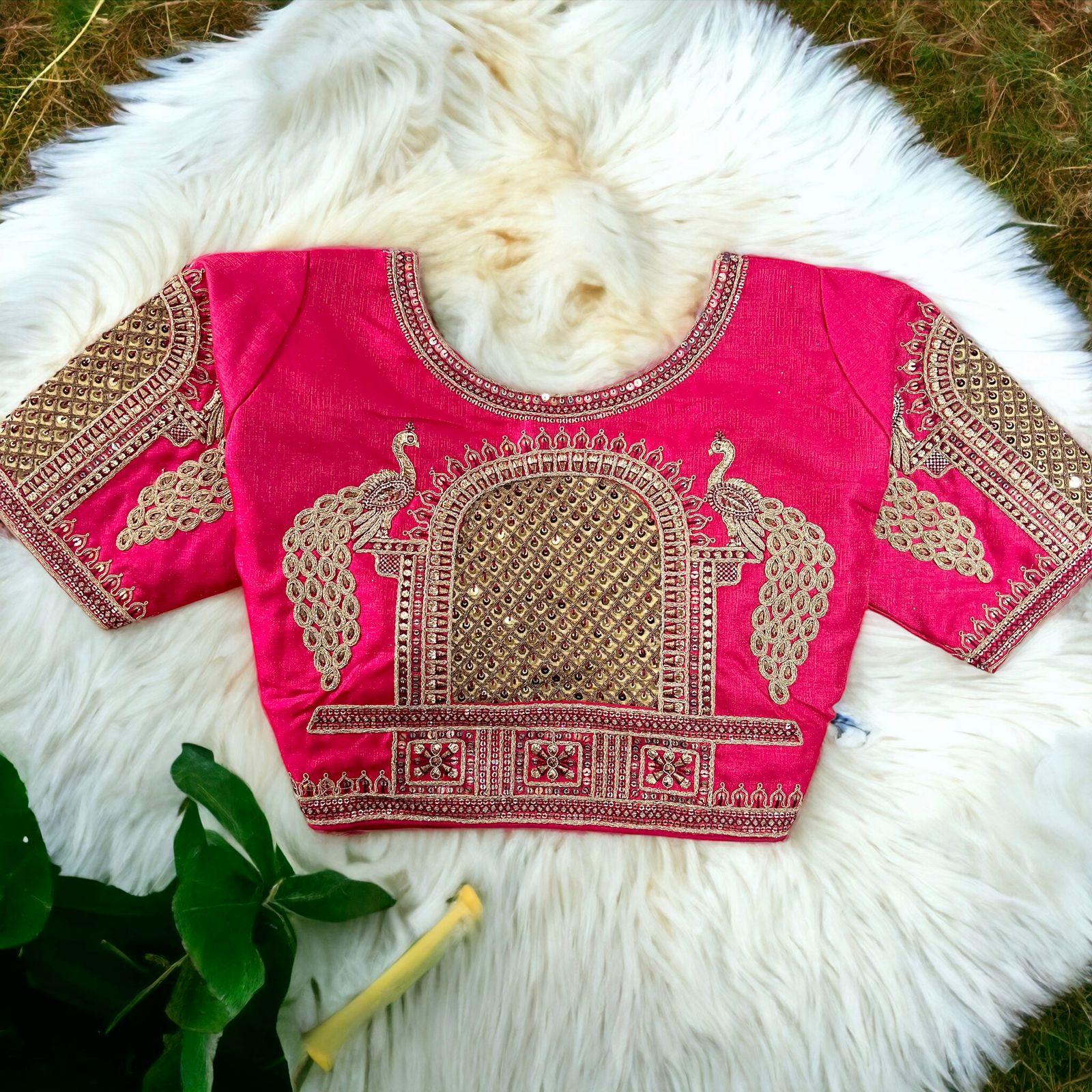 Peacock 3D Embroidery Bridal Work Blouse - Anant Exports