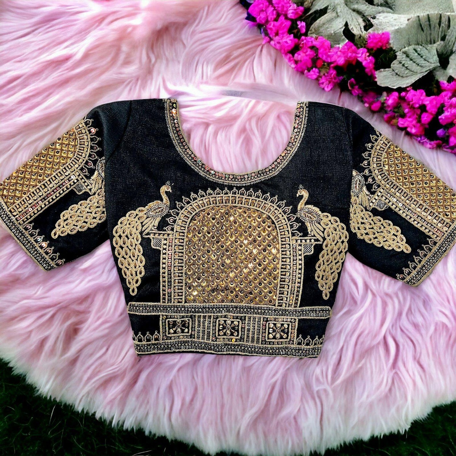 Peacock 3D Embroidery Bridal Work Blouse - Anant Exports
