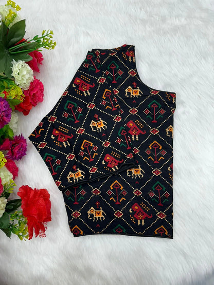 Block Print Ajarakh Boat Neck Blouse - Anant Exports