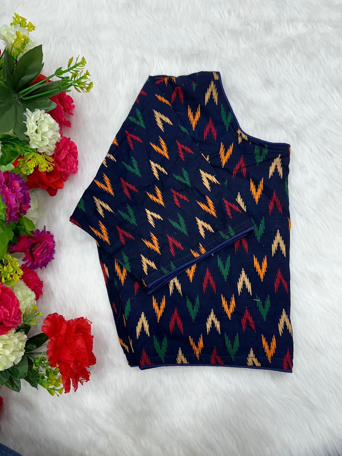 Block Print Ajarakh Boat Neck Blouse